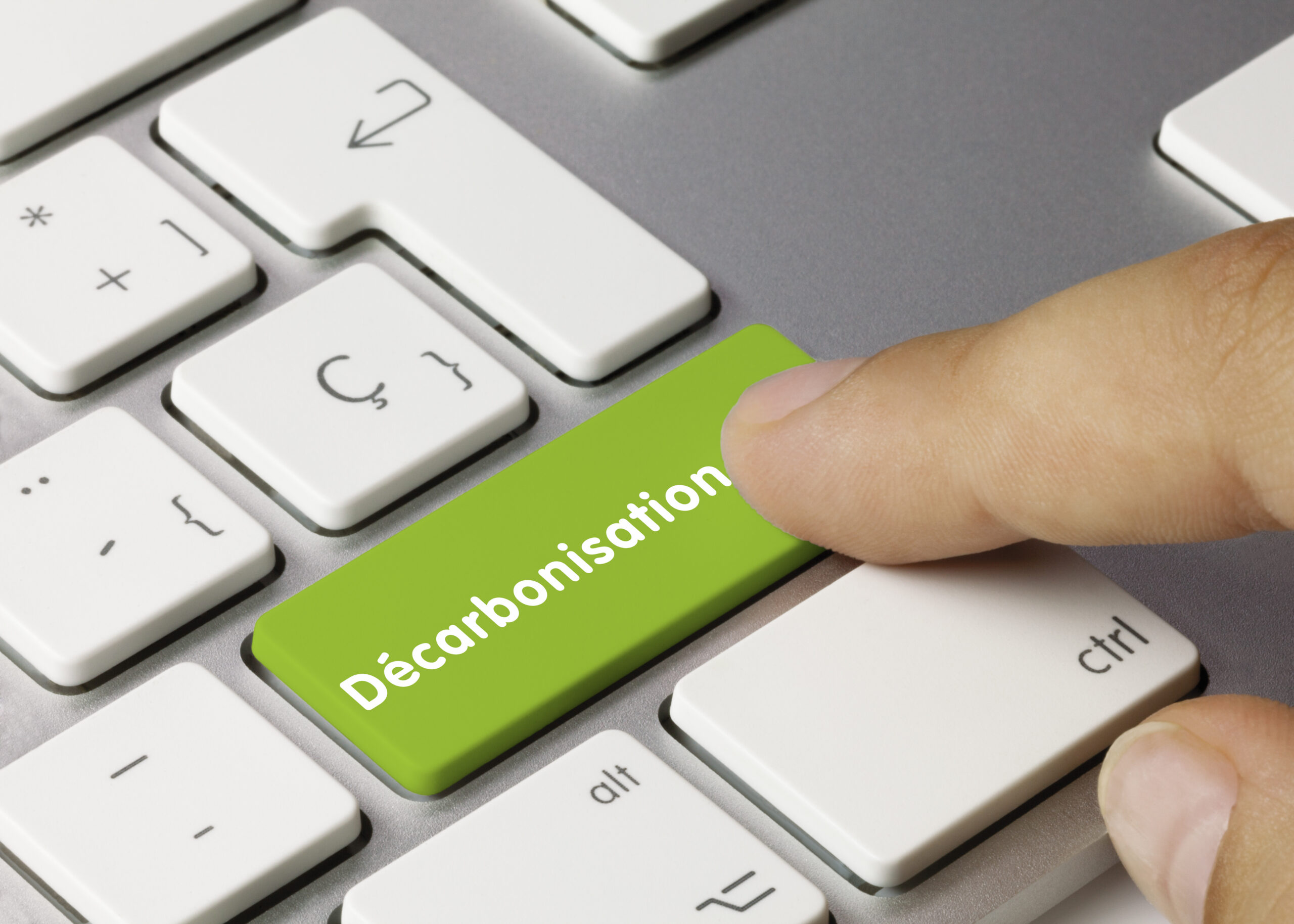 Décarbonisation Inscription Sur La Touche Du Clavier Vert.